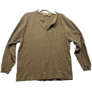 Northwest Territory Men Henley Thermal Long Sleeve Shirt Waffle Size M Brown